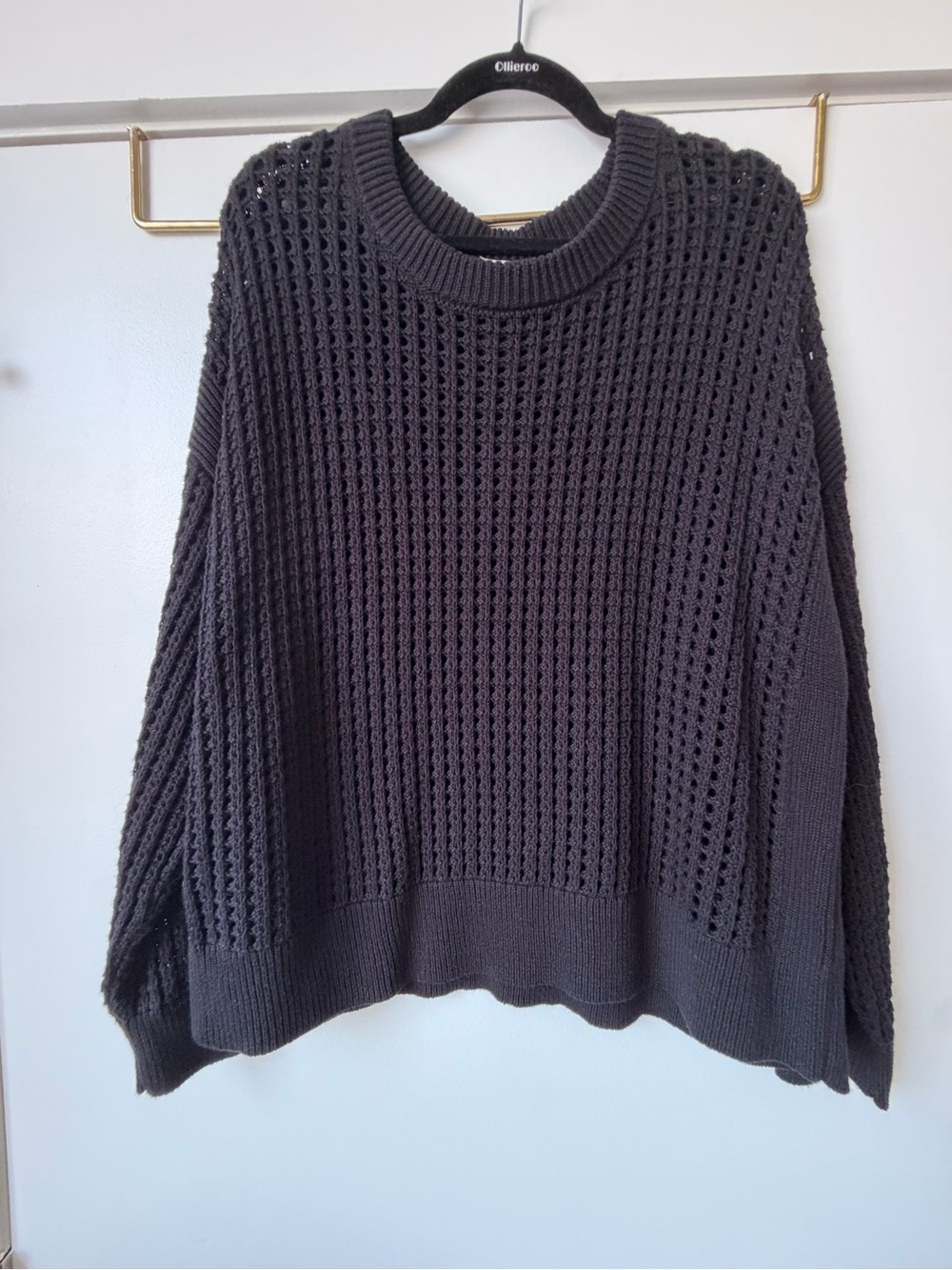 Old Navy Black Open-Weave Crewneck Sweater